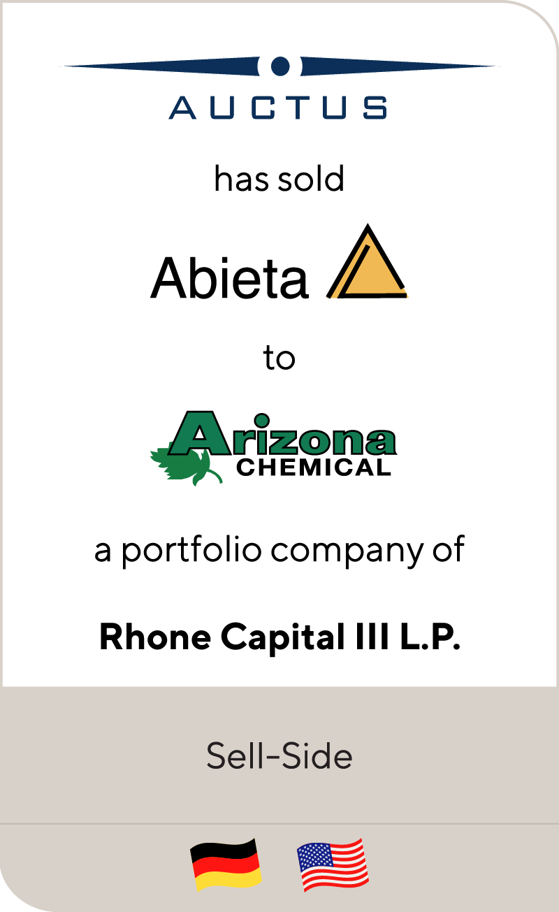 AUCTUS has sold Abieta to Arizona Chemical