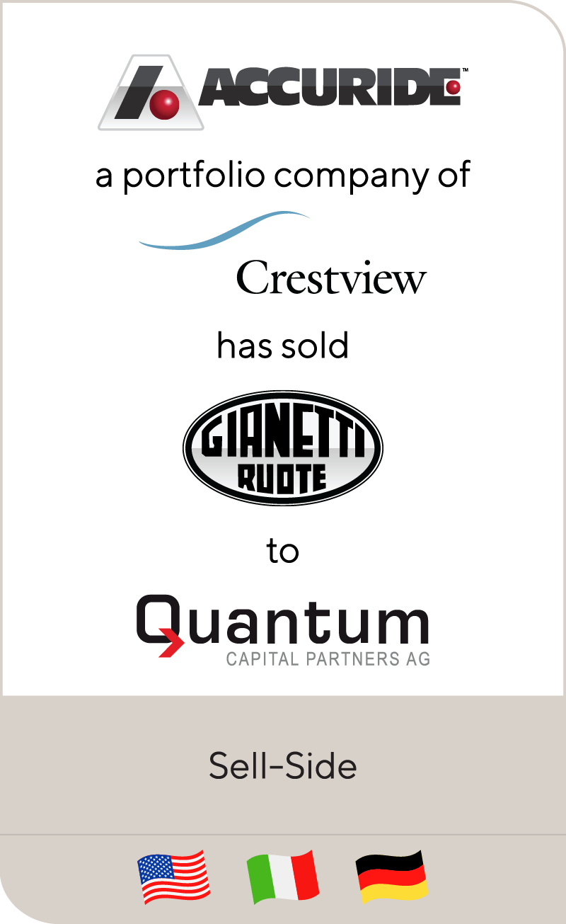 Accuride, a portfolio company of Crestview, has sold Gianetti Ruote to Quantum