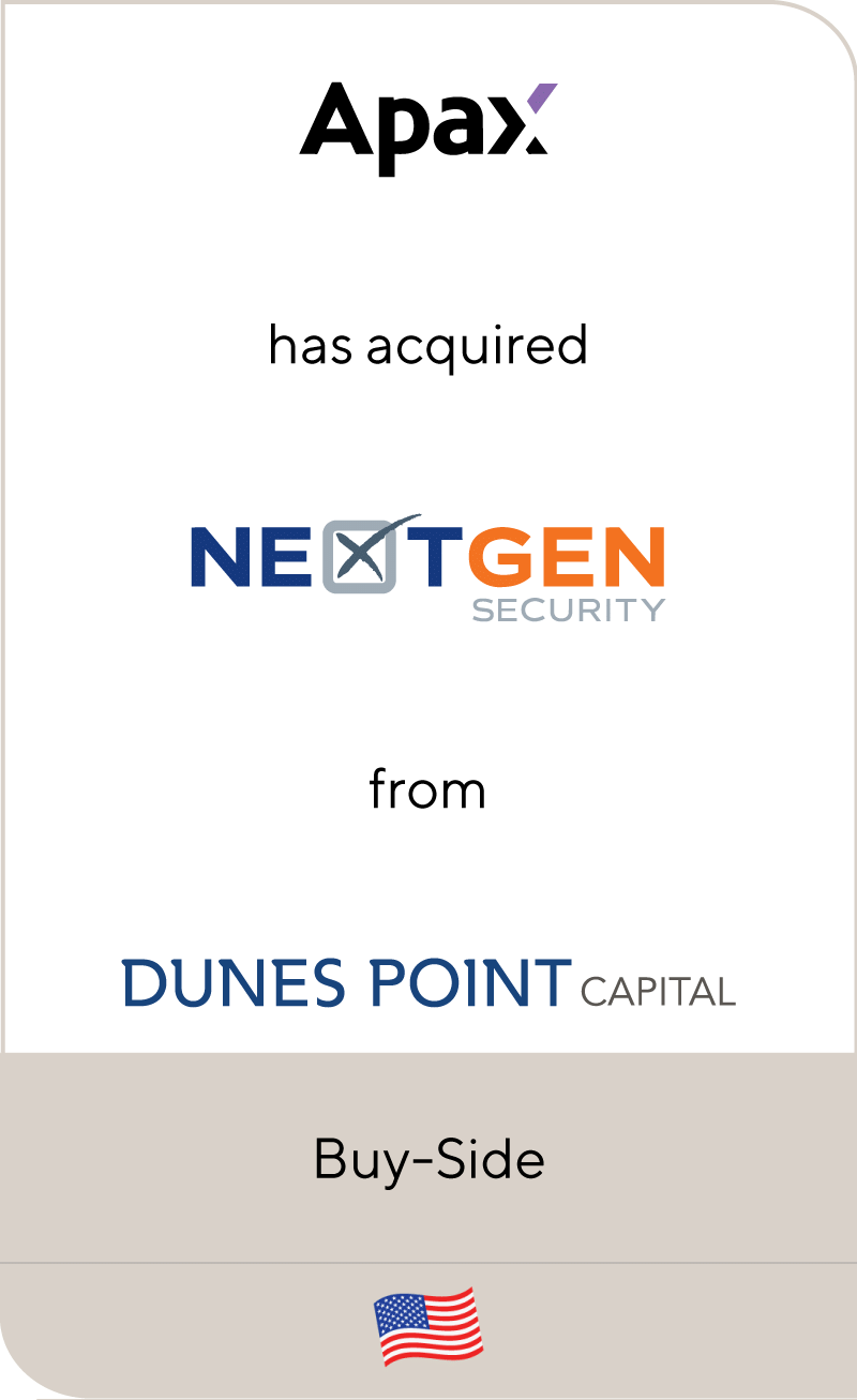 Apax Partners has acquired NextGen Security from Dunes Point Capital