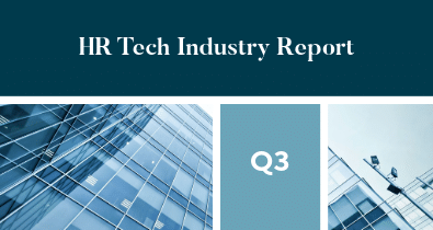 Glass office buildings beside a Q3 tile under the HR Tech Industry Report heading.