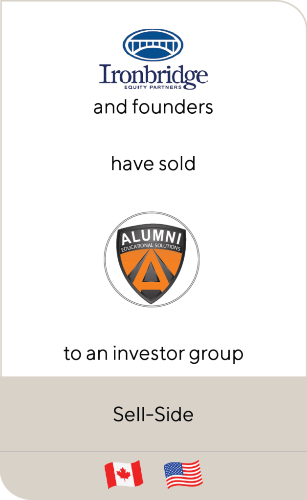 Ironbridge Equity Partners and Founders have sold Alumni Educational Solutions to an investor group.