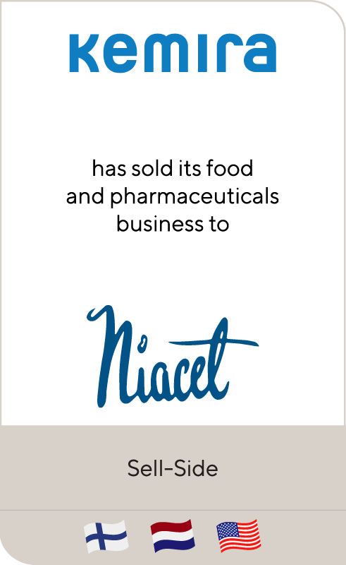 Kemira has sold its food and pharmaceuticals business to Niacet