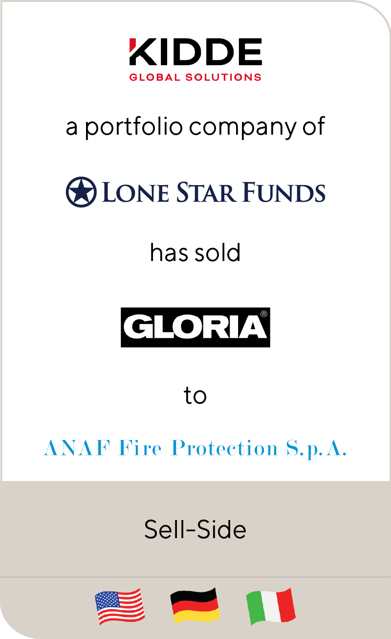 Kidde Global Solutions, a portfolio company of Lone Star Funds, has sold GLORIA to ANAF Fire Protection