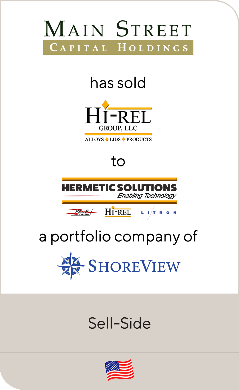 Main Street has sold HiRel to PA&E ShoreView