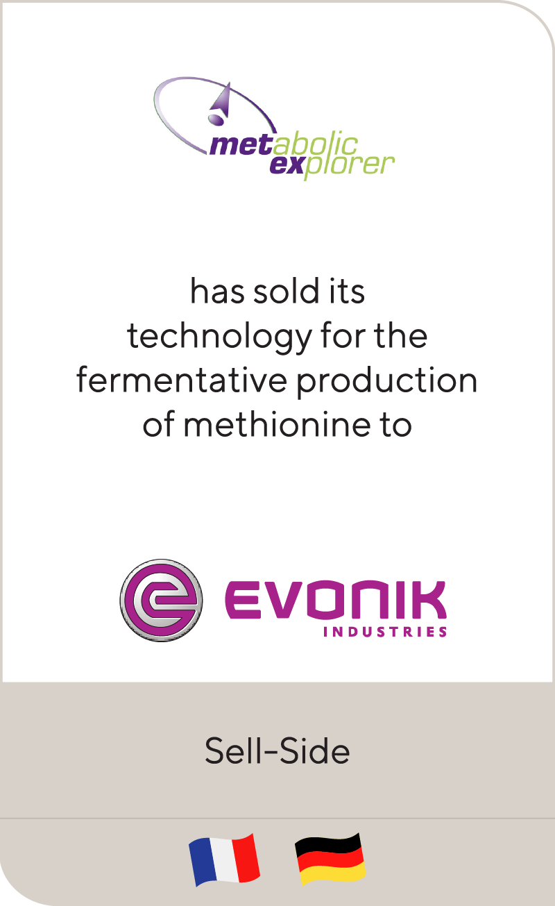 Metabolic Explorer has sold fermentative business to Evonik