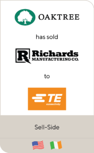 Graph visualizing Oaktree's sale of Richards Manufacturing Co. to TE Connectivity in the Energy sector