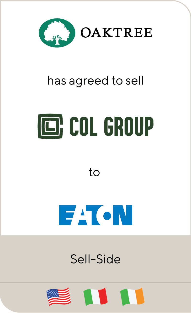 Oaktree has agreed to sell COL Group to Eaton for an enterprise value of €810 million