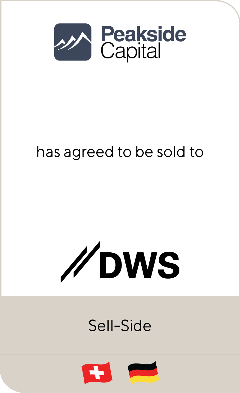 Peakside Capital Advisors has agreed to be sold to DWS