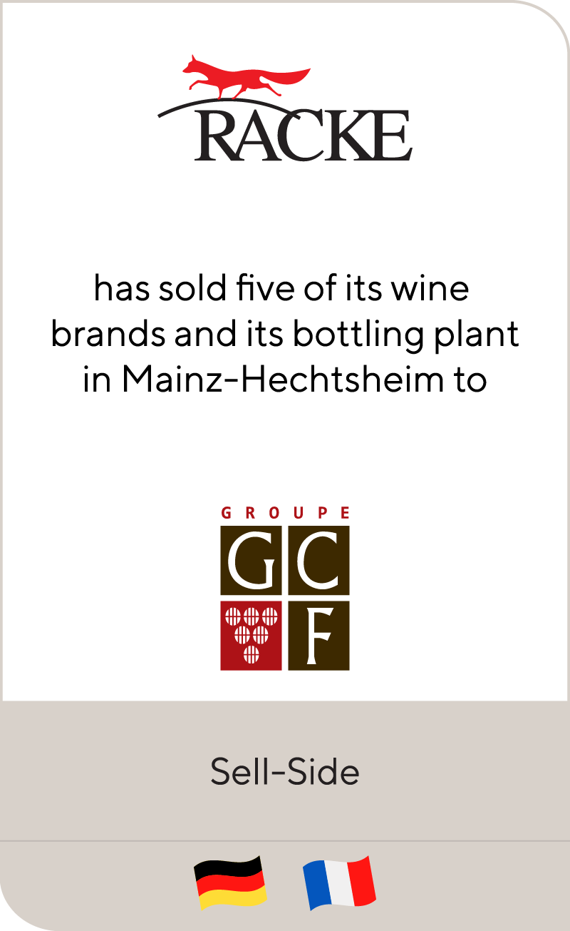 Racke has sold five of its wine brands and its bottling plant in Mainz-Hechtsheim to GCF