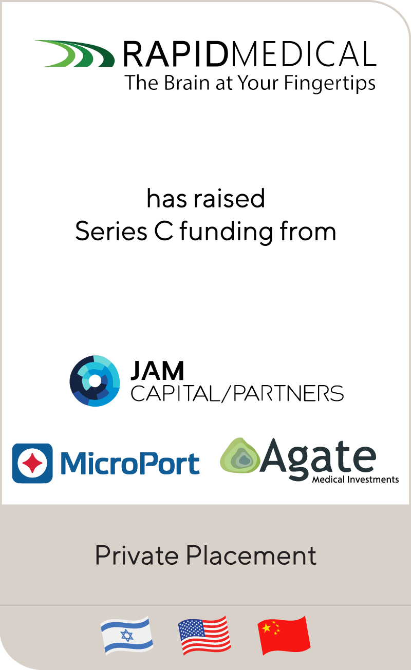 Rapid Medical completes $20 million Series C financing led by JAM Capital Partners and MicroPort Scientific Corporation