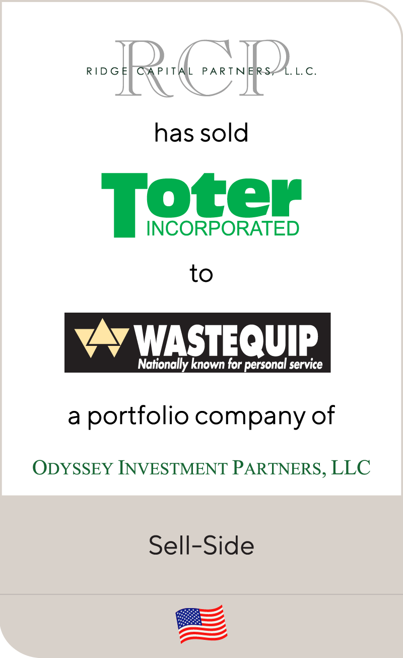 Ridge Capital Partners has sold Toter Incorporated to Wastequip